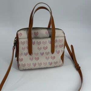 Fossil Sydney Satchel / Crossbody in Angora Heart Print | One Size